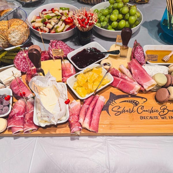 Customer photo review of Shark Coochie Board – Bamboo Cutting Board with Drip Ring | Laser Engraved