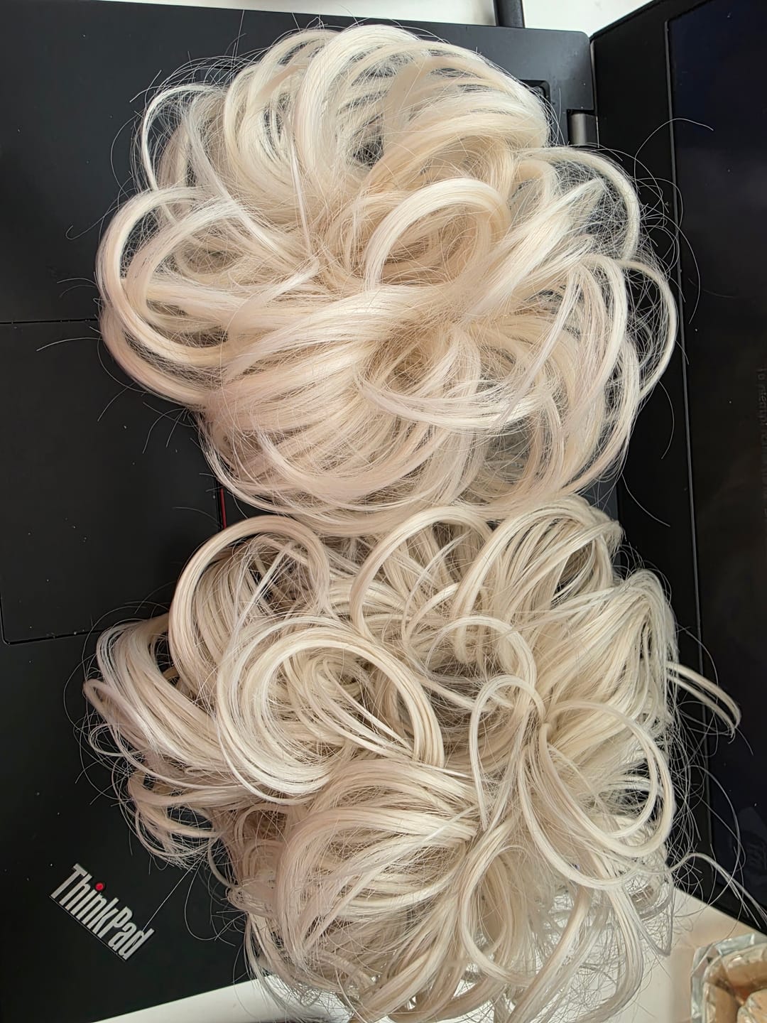 Customer photo review of Stranded Mini Messy Bun - #600 White Lily