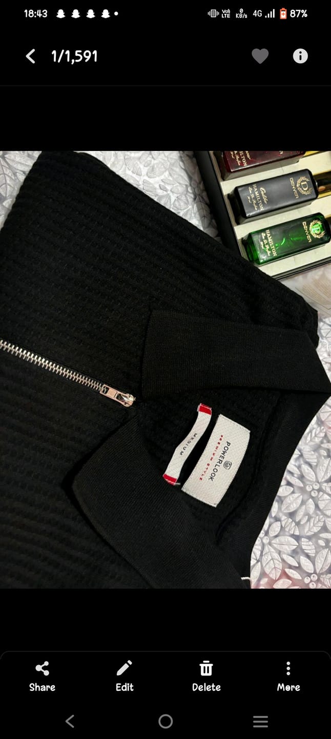 Customer photo review of Black Structured Half Sleeves Zipper T Shirt