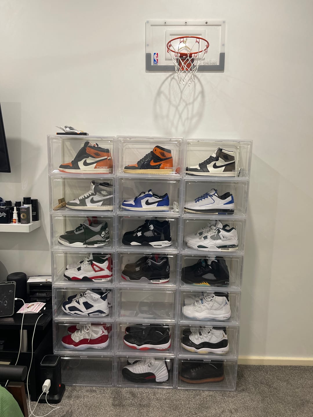 Customer photo review of Stacked Magnetic Sneaker Display Case - White