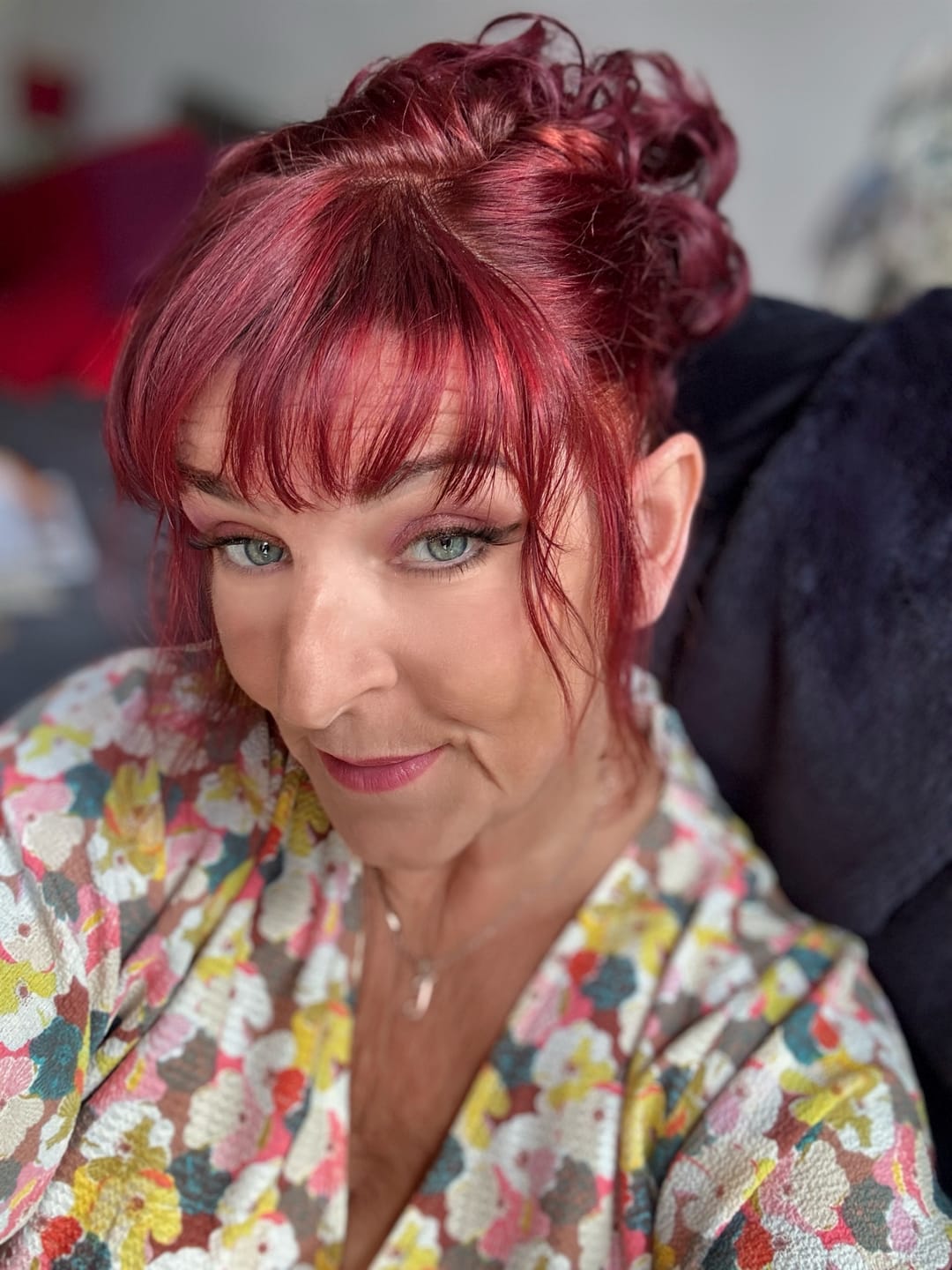 Customer photo review of Stranded Curly Hair Messy Bun Scrunchie - Colour #118 Cherry Blossom
