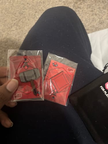 Customer photo review of Flee The Facility - Gem & Hammer Pin Pack