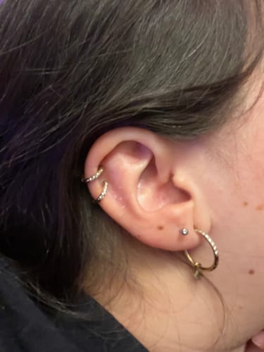 Customer photo review of My Huggies Sparkle Hoop Earring