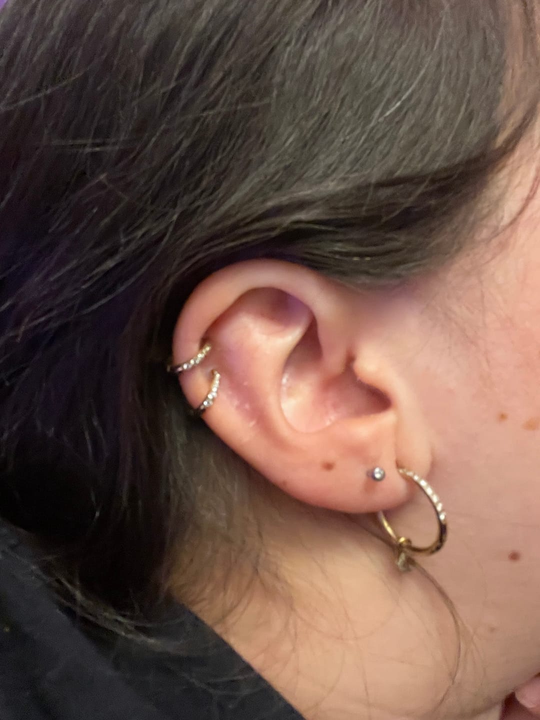 Customer photo review of My Huggies Sparkle Hoop Earring