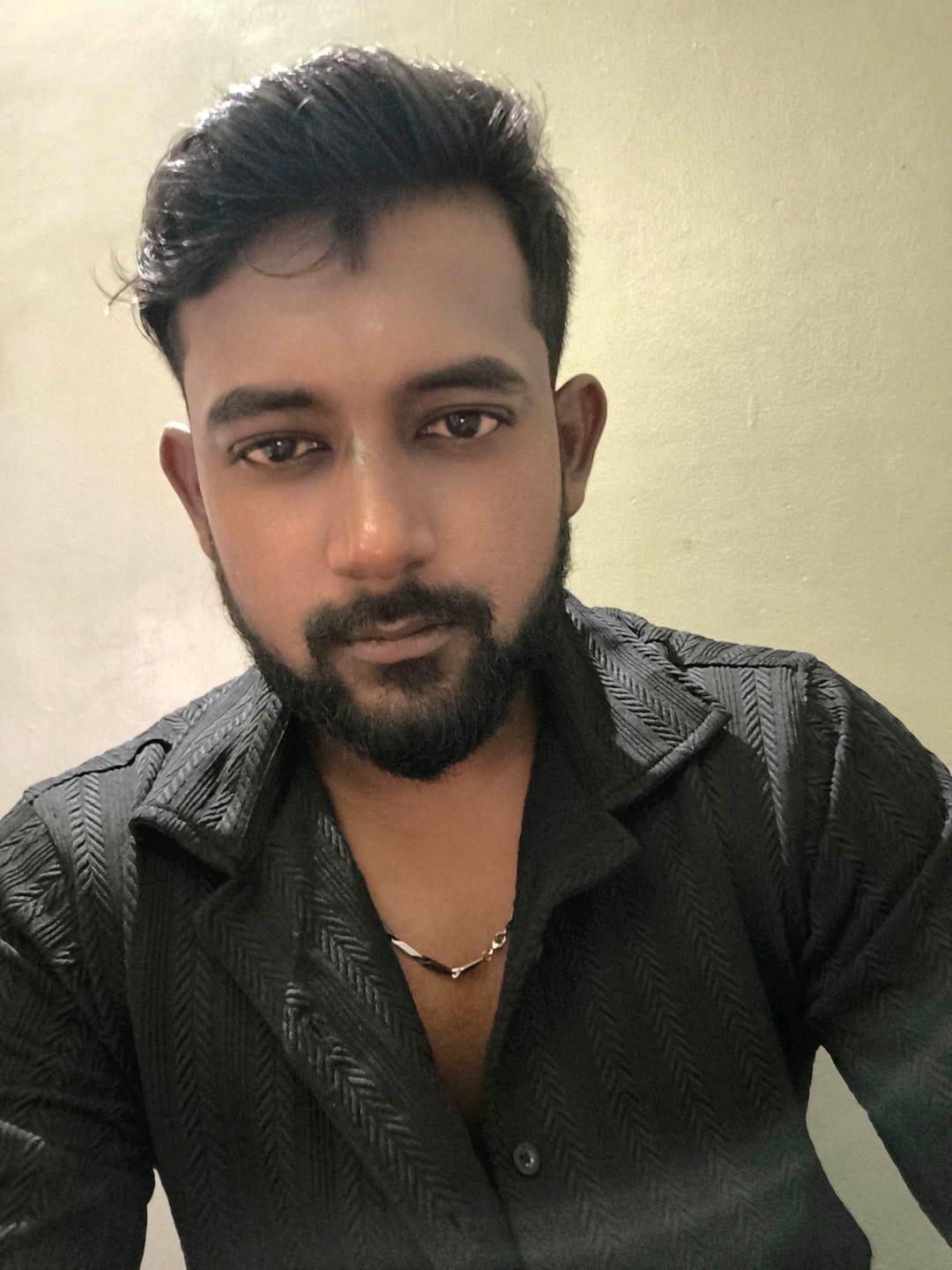 Customer photo review of Black Structured Regular Fit Full Sleeves Shirt