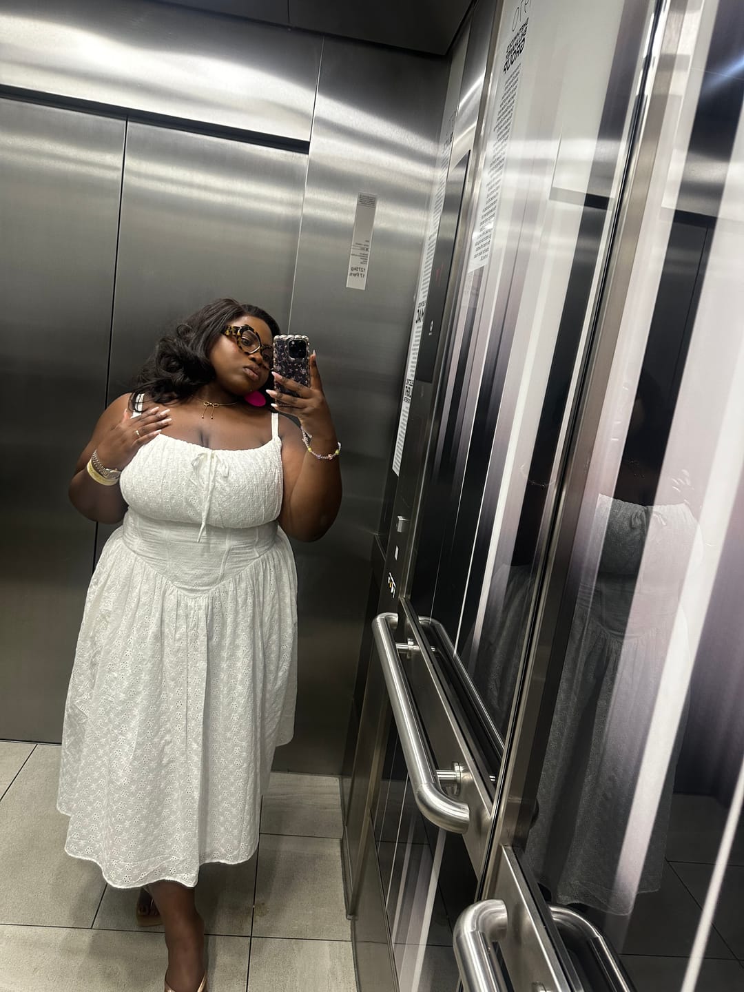 Customer photo review of 'Marie' Ivory Fuller Bust Midi Embroidery Dress