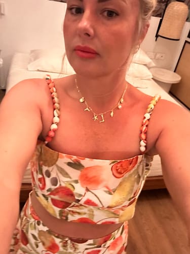 Customer photo review of GOLD OCEAN LETTER NECKLACE