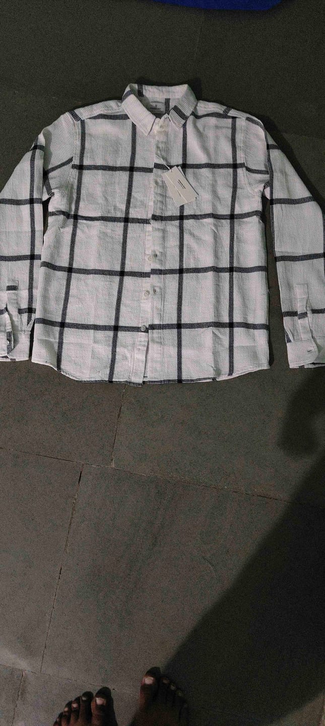 Customer photo review of Navy Structure Check Shirt