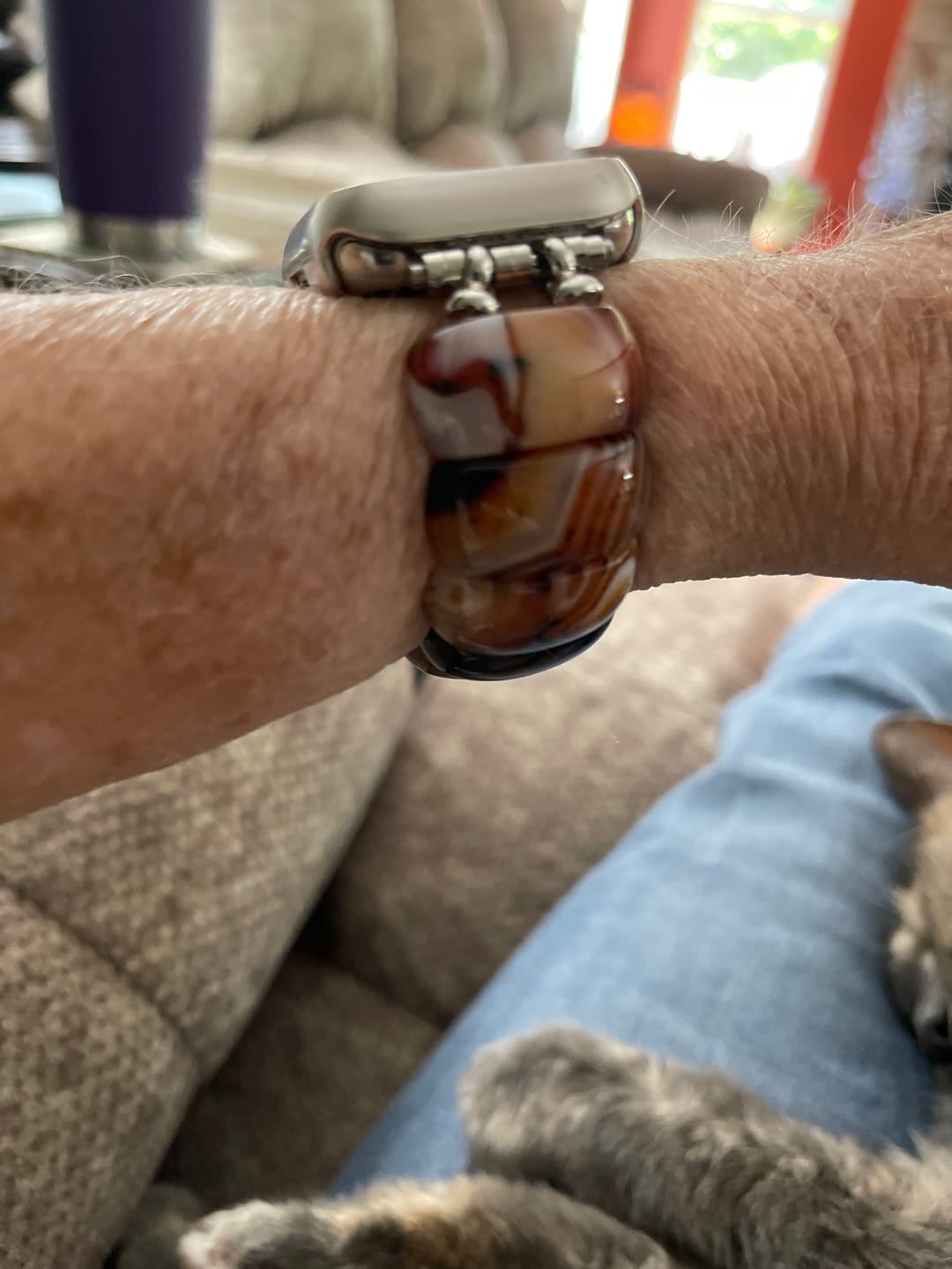 Customer photo review of Bohemian Onyx Elegance Stretch Apple Watch Strap