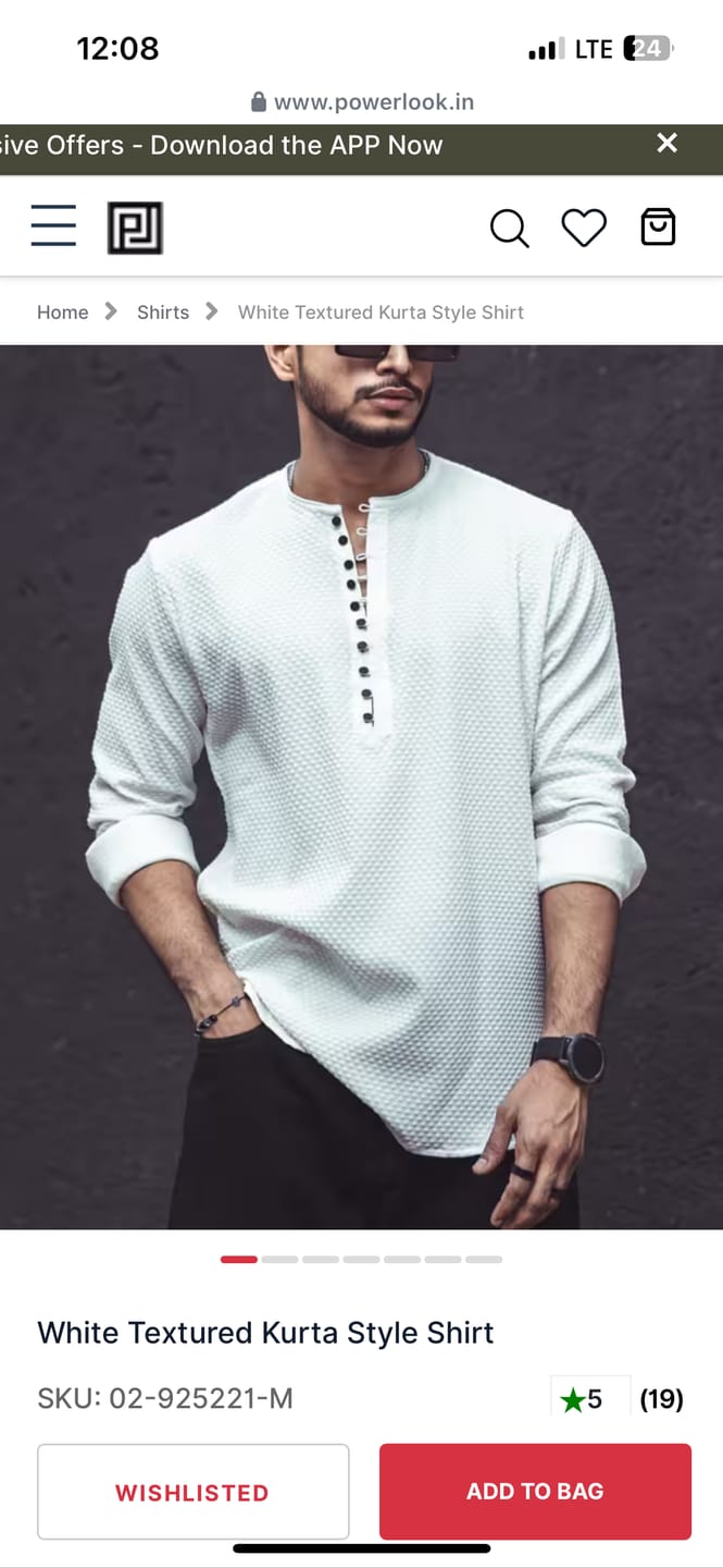 Customer photo review of White Textured Kurta Style Shirt
