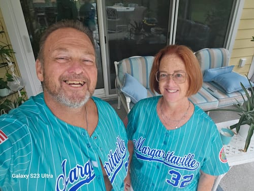 Customer photo review of Custom Pinstripe Baseball Jersey Button Down Shirt Personalized for Adults/Youth