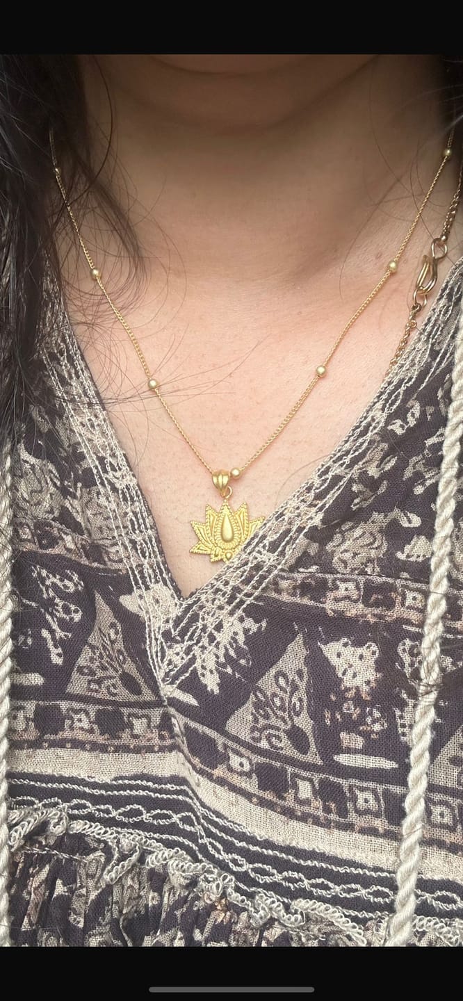 Customer photo review of Rise to shine lotus pendant necklace