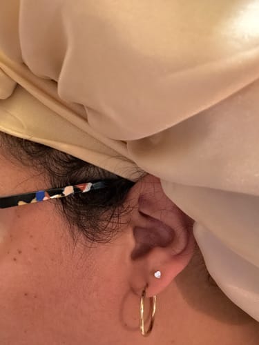 Customer photo review of Diamond Heart Flatback Stud