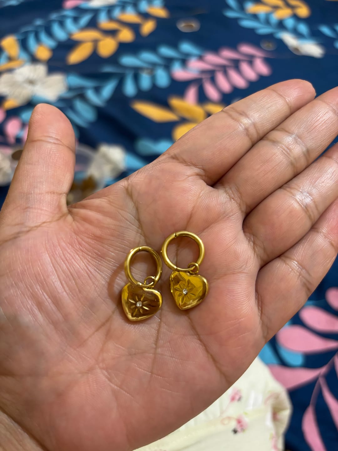 Customer photo review of Starlit Heart Embrace Hoops