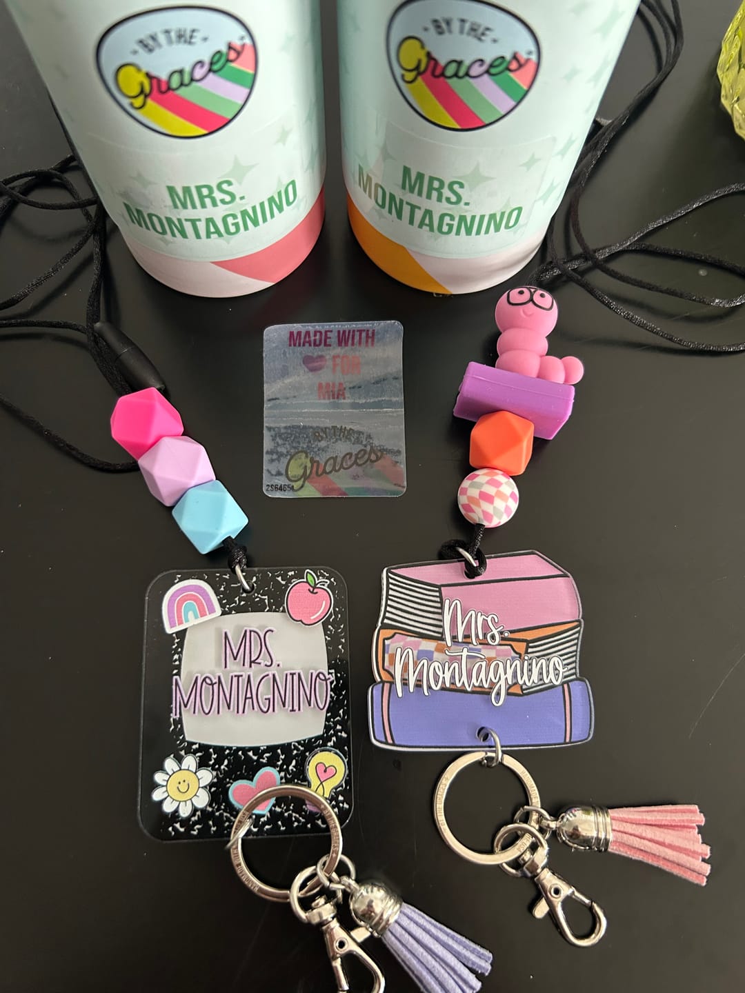 Customer photo review of Library Printed Shape Acrylic Lanyard