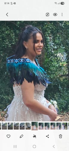 Customer photo review of Paua Blue Ceremonial Short Korowai