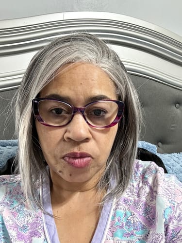 Customer photo review of Luvwin 5x5 Closure Salt & Pepper More Salt Highlight Front Glueless Straight Wig