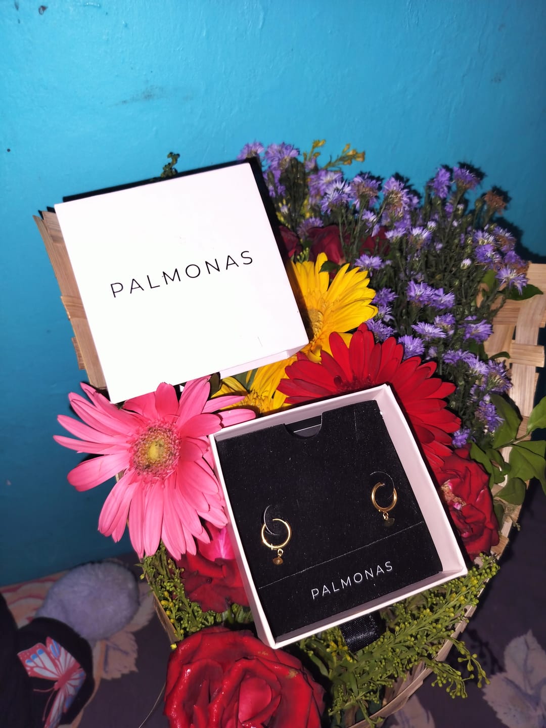 Customer photo review of Tiny Iris Star Hoop Earrings