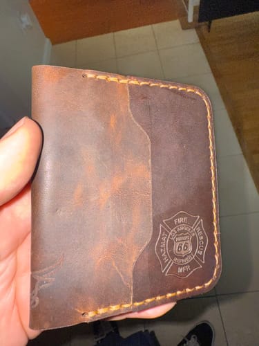 Customer photo review of Minimalist Badge Wallet