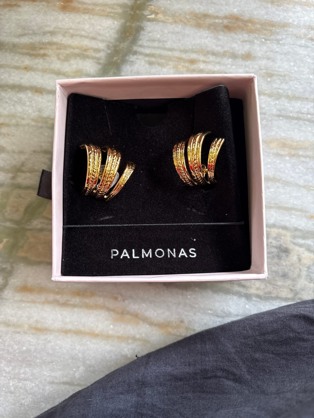 Customer photo review of Statement Gold Stud Earrings