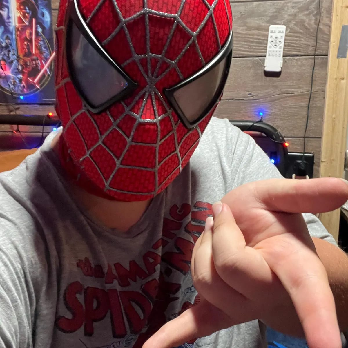 Customer photo review of Tobey Maguire Spider-Man Life Size Wearable Mask