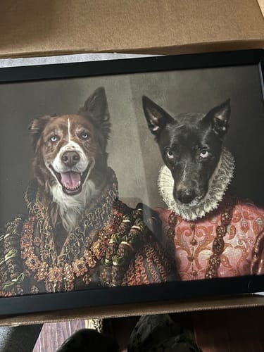 Customer photo review of The Queen & The Duchess  – Custom Vintage Pet Portrait