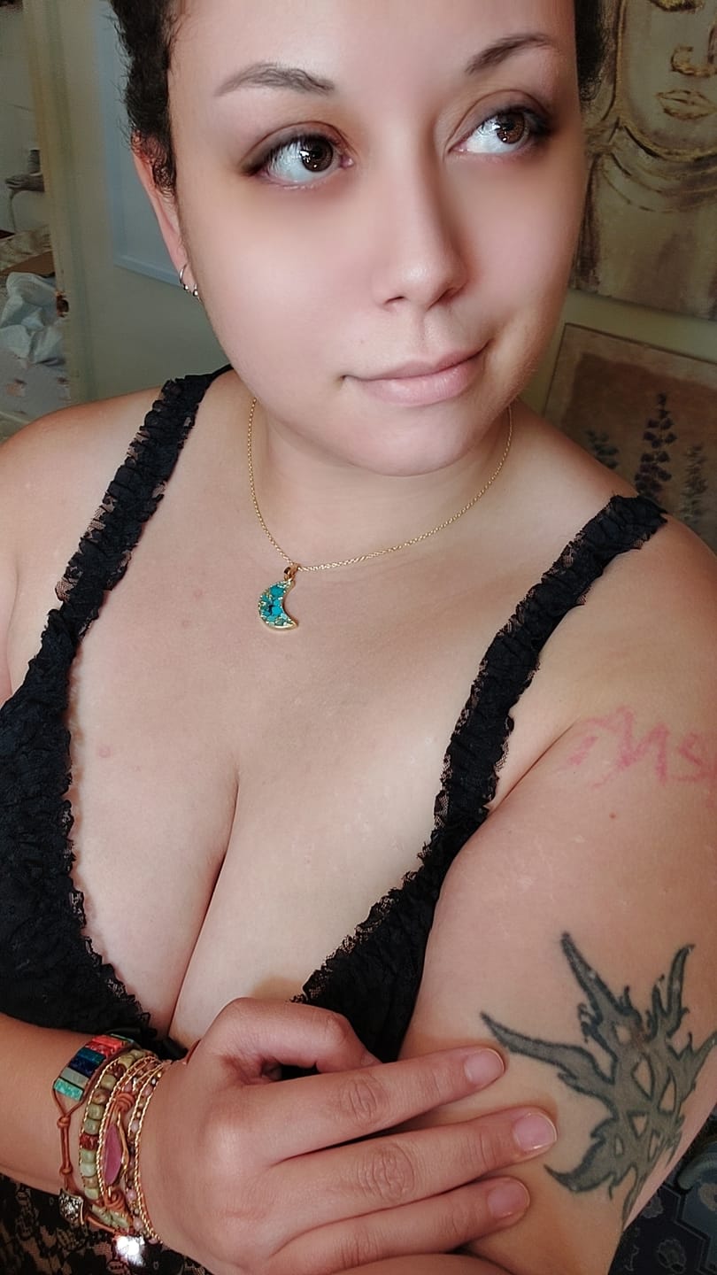Customer photo review of Rhythm Of Time Turquoises Moon Necklace