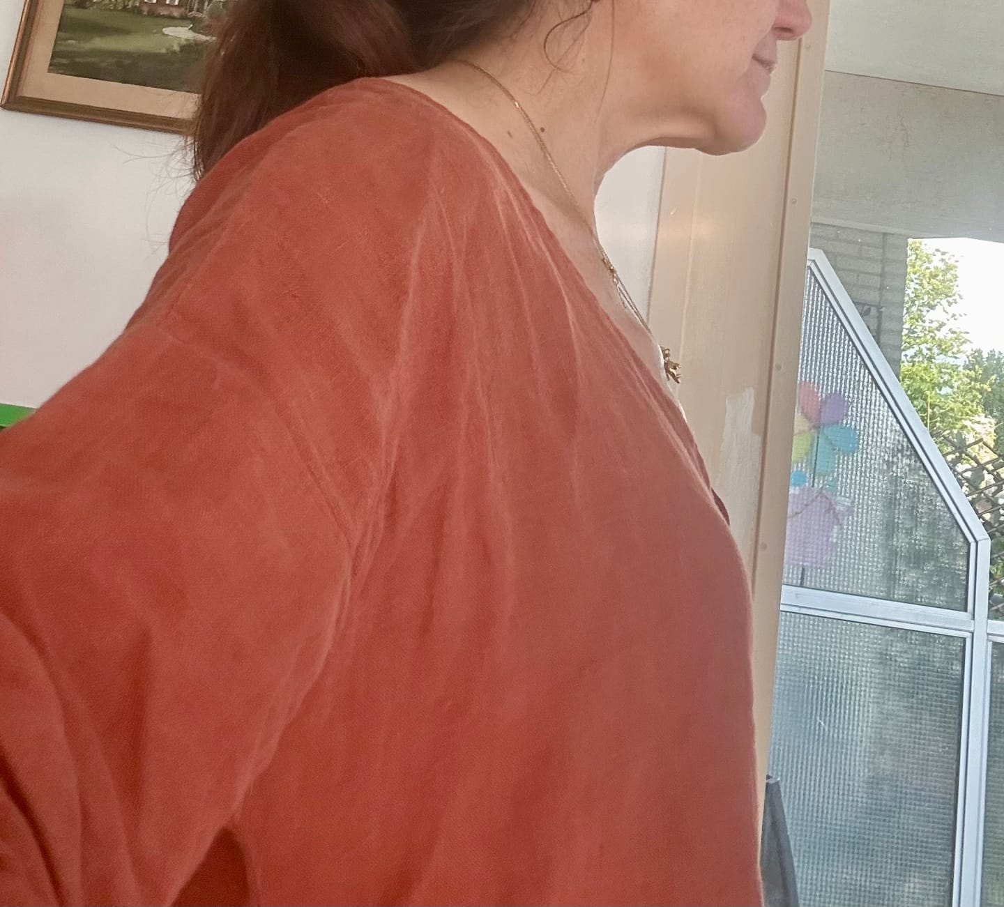 Customer photo review of READY TO SHIP Kimono Linen Top Laura