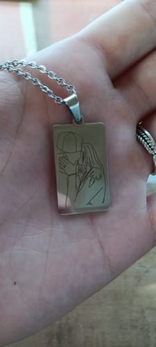 Customer photo review of Soulmate Custom Engraved Photo Tag Necklace