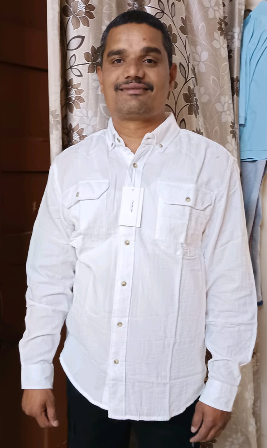 Customer photo review of White Cotton Regular Fit Full Sleeves Shirt