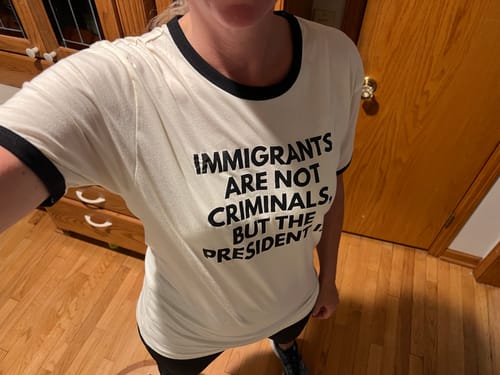 Customer photo review of Immigrants Premium Unisex T-Shirt