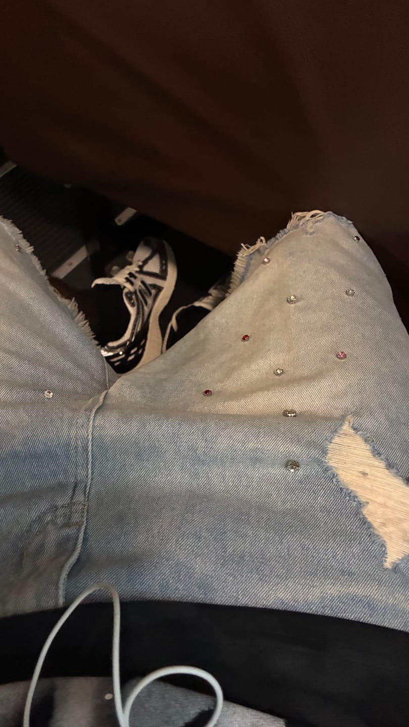 Customer photo review of Aelfric Eden Rhinestone Application Jorts