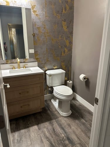 Customer photo review of Bridgeport SLIM 30" White Oak Bathroom Vanity - All Drawers