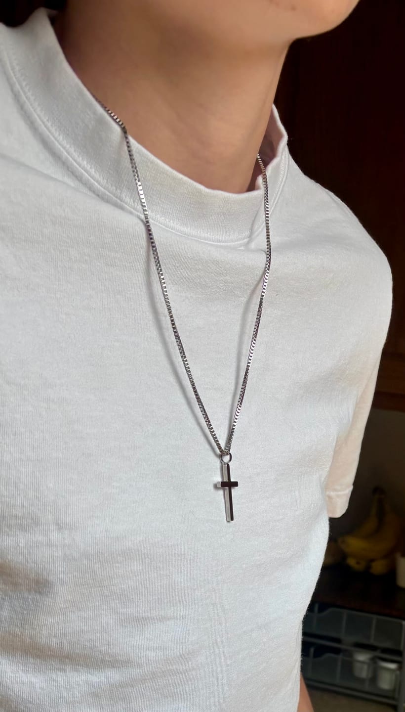 Customer photo review of Classic Cross & Box Chain