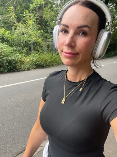 Customer photo review of The Lovers - Tarot card Dainty  18k Necklace with Enamel