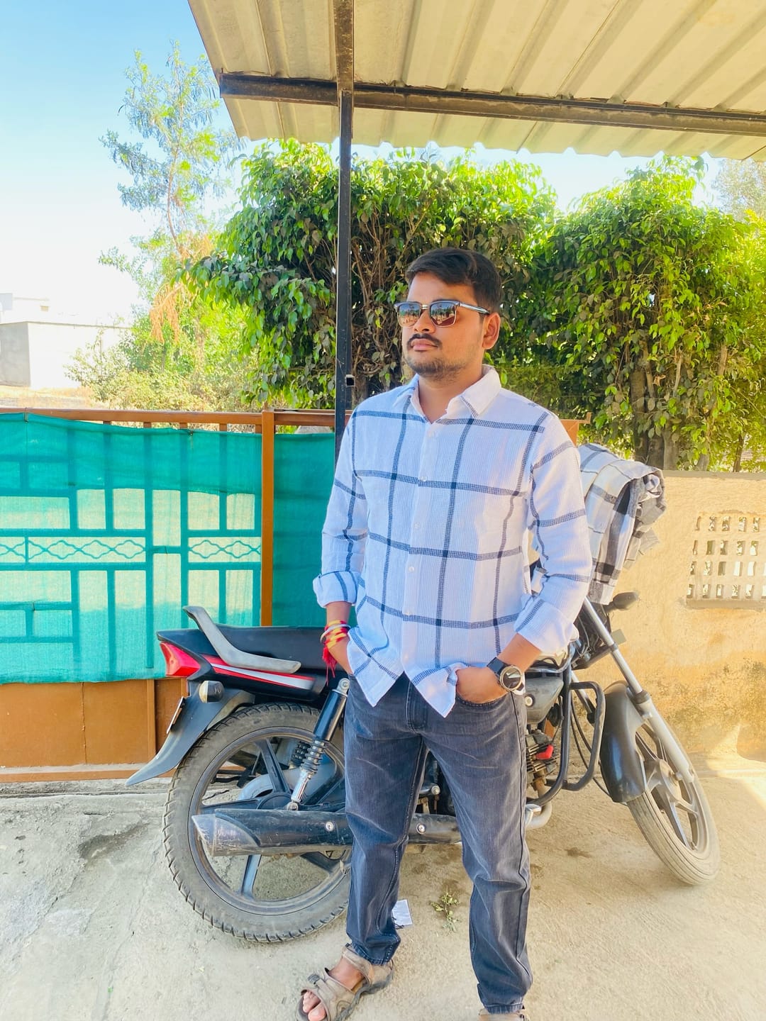 Customer photo review of Navy Structure Check Shirt