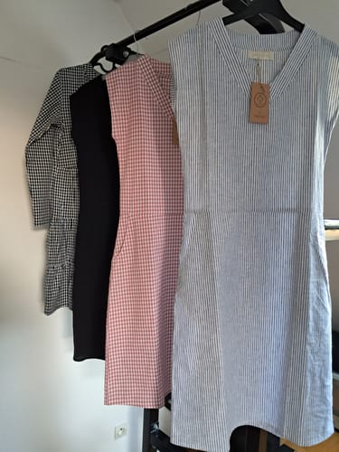 Customer photo review of Robe Ivy - lin/coton rayé bleu