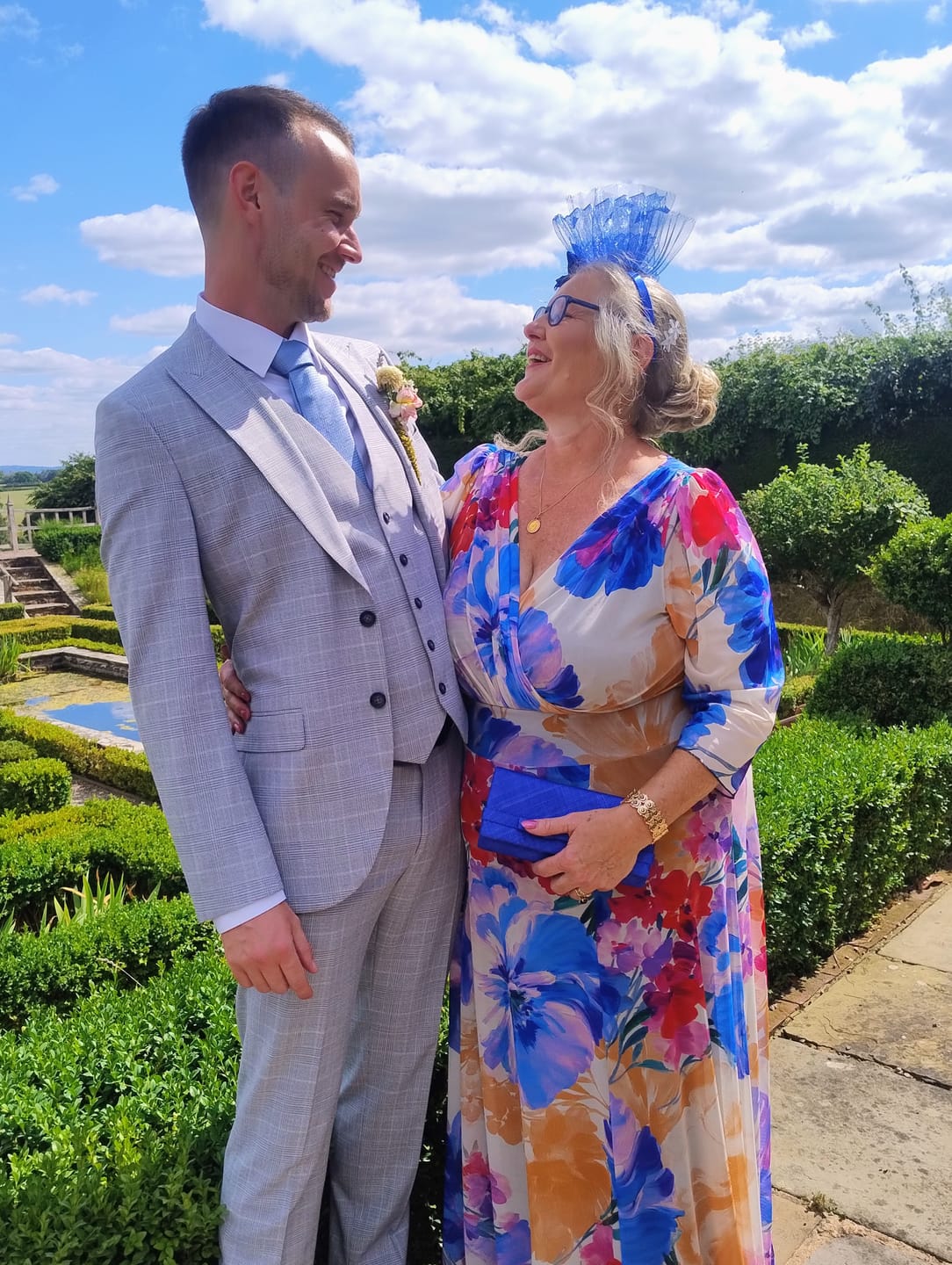 Customer photo review of Verity Cobalt Multi Print Maxi Gown