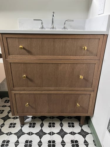 Customer photo review of Cape Breton 30" Mid Century Oak Bathroom Vanity
