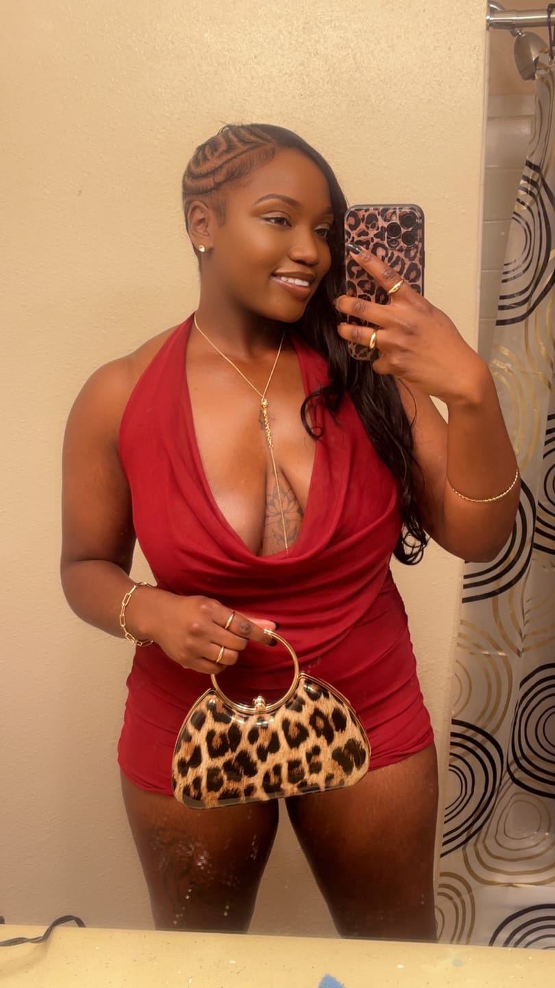 Customer photo review of Wine Glow Mesh Cowl Neck Halter Romper