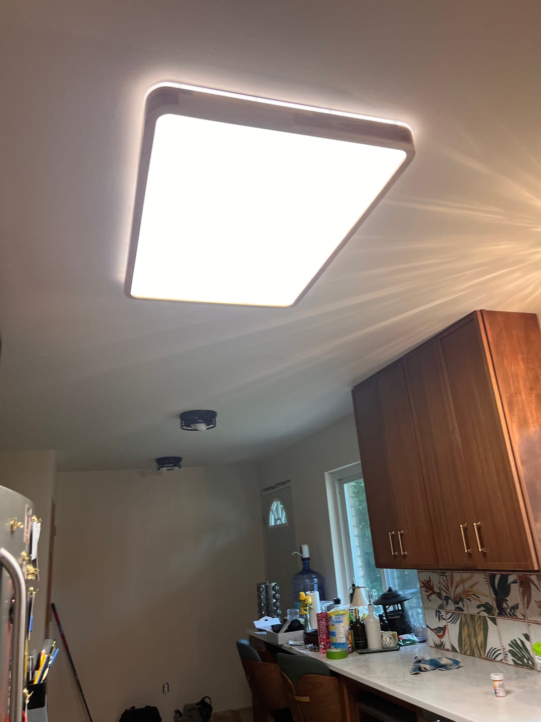 Customer photo review of Rectangle Wood Dimmable LED Flush Mount Light