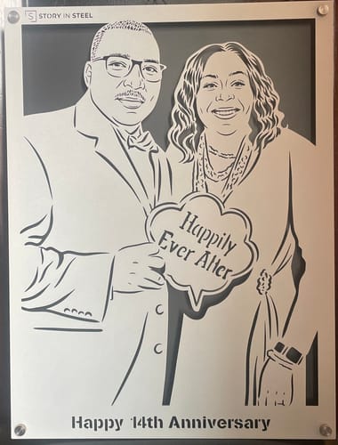 Customer photo review of Wedding Anniversary Metal Portrait