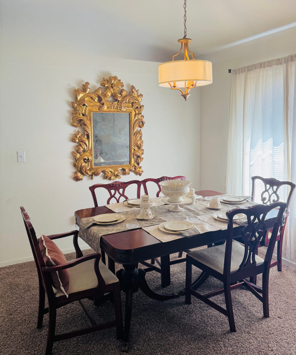 Customer photo review of Brass Candle Style Drum Fabric Chandelier