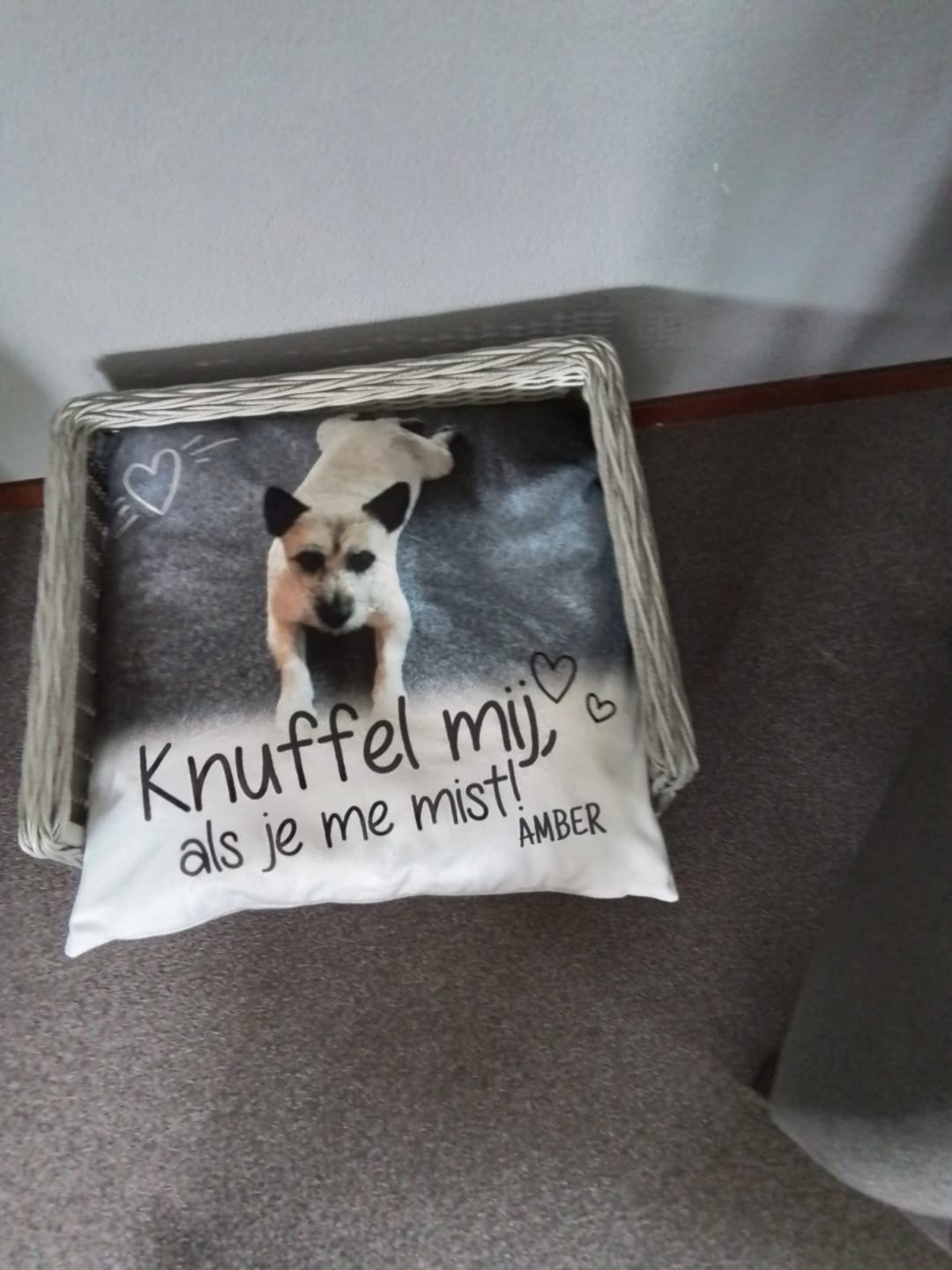 Customer photo review of Knuffel mij als je me mist - Gepersonaliseerde kussen