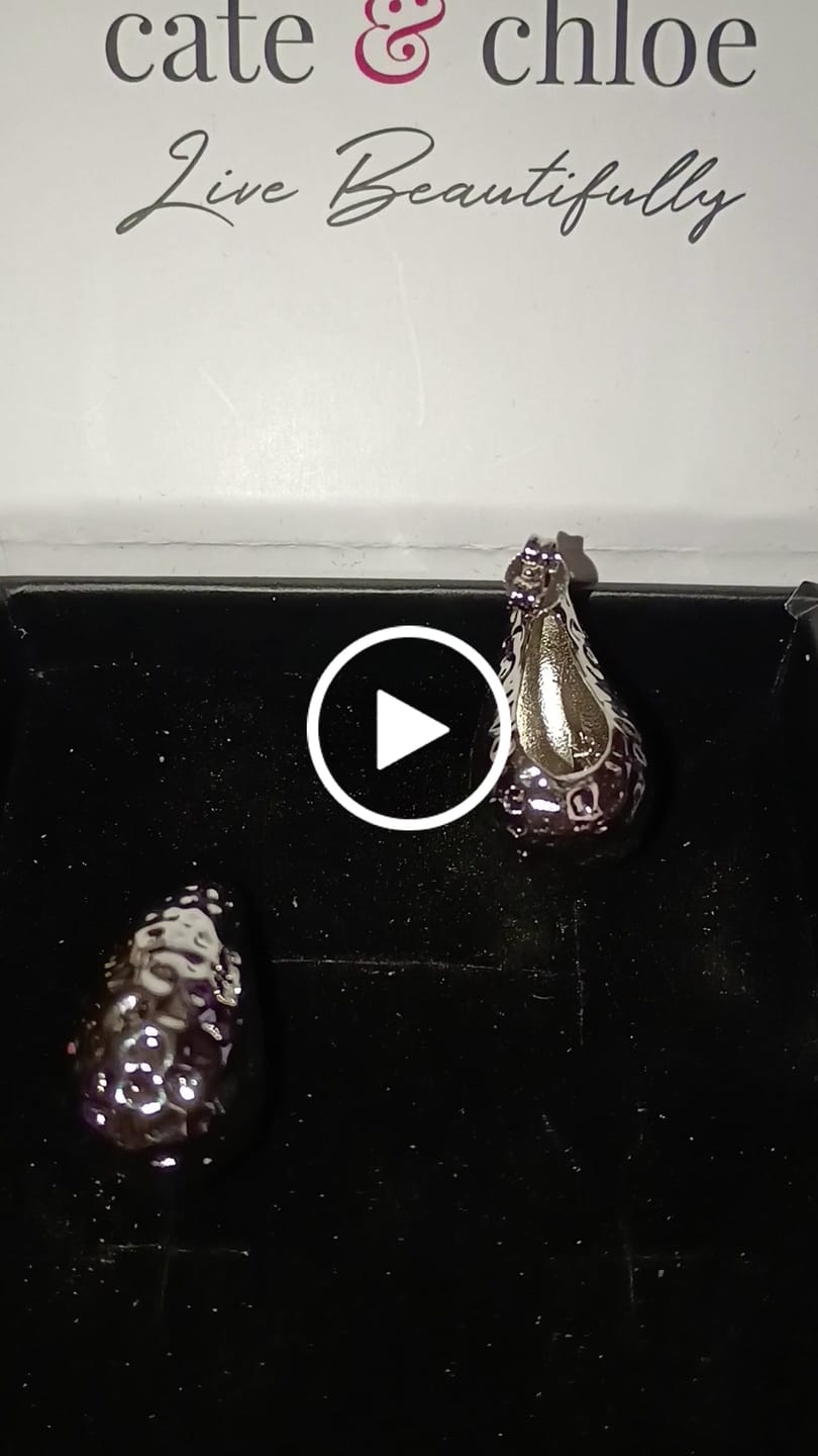 Customer video review of Candice 18k White Gold Plated Teardrop Stud Earrings