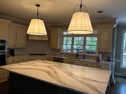 Customer photo review of Modern Fabric Conical Drum Cage Pendant Light