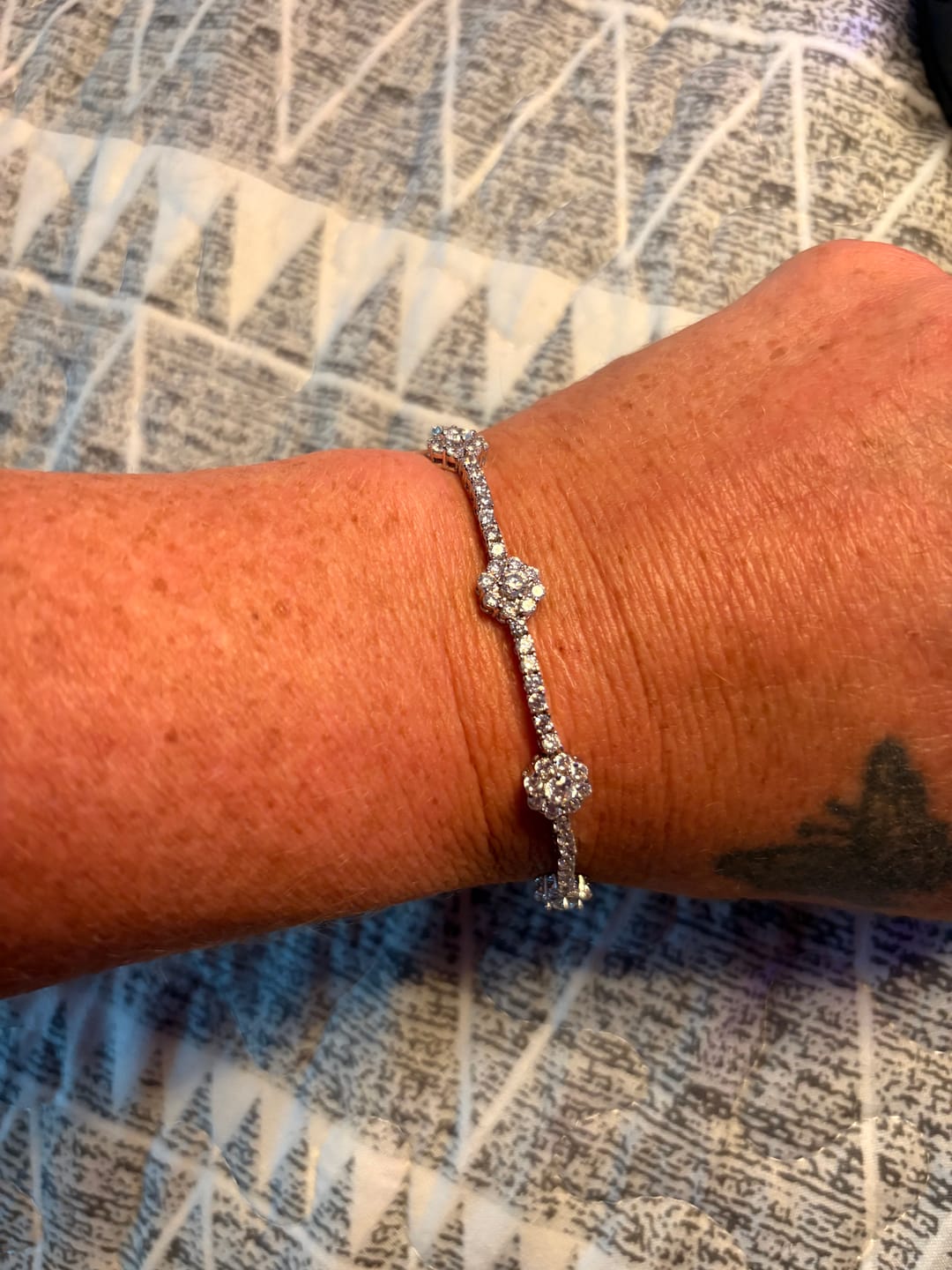 Customer photo review of Leah 18k White Gold Plated Tennis Bracelet with Simulated Diamond Crystals