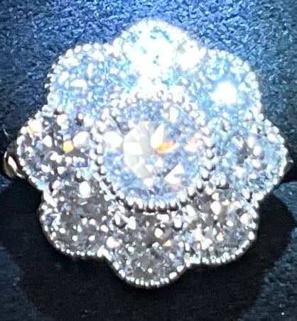 Customer photo review of Earth Mined Diamonds Halo Ring Round Cut