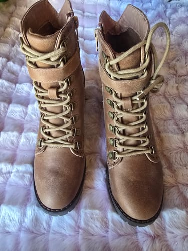 Customer photo review of Very G Donatella Tan Heeled Boot FINAL SALE