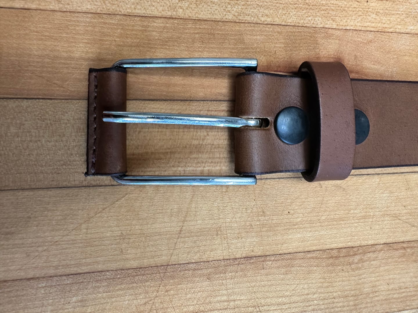 Customer photo review of The Spartan Belt - Brown Leather Belt With Leather Wrapped Buckle